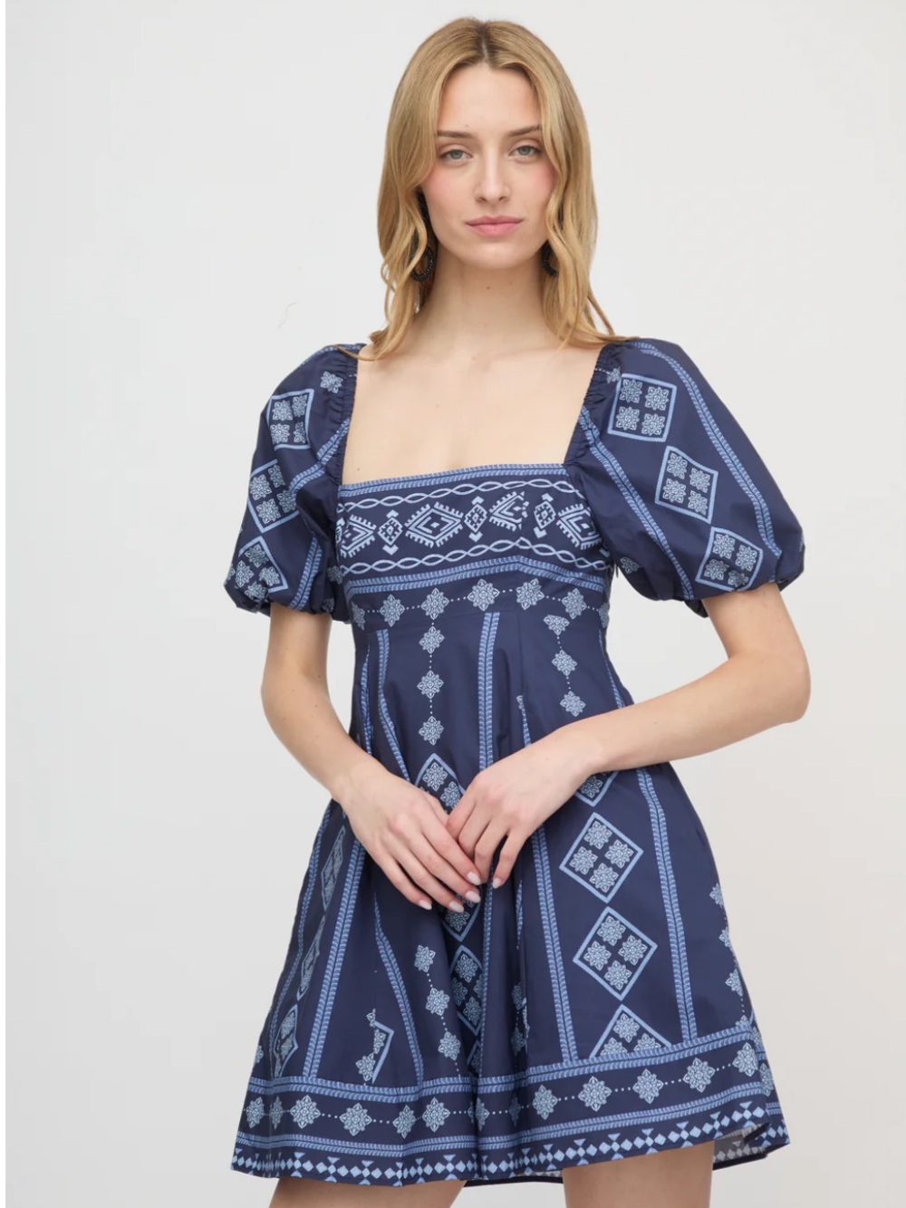 Hill House Home The Matilda Mini Dress in Navy Diamond Batik Navy White XXL - Picture 9 of 10
